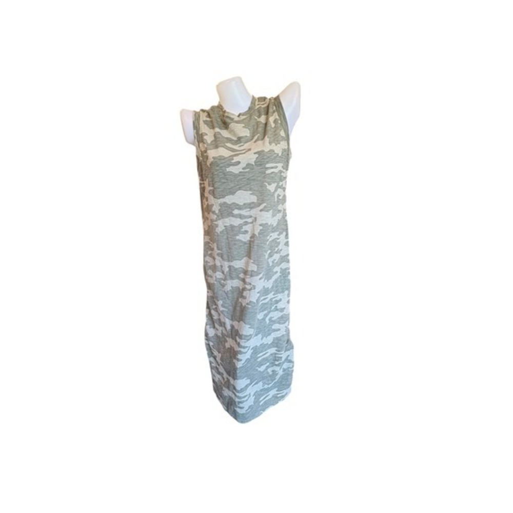 Y2K Camouflage Print Sleeveless T Shirt Maxi Midi Column Dress
